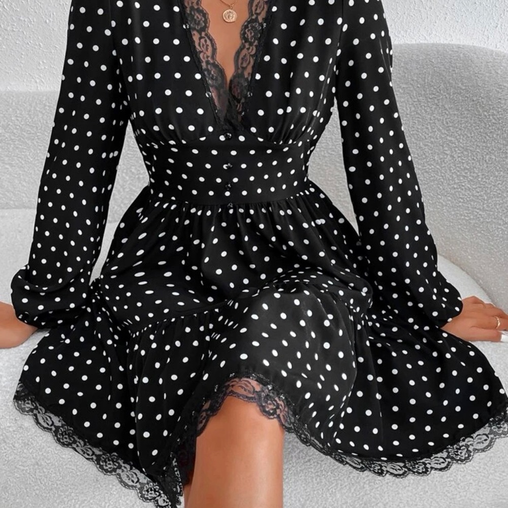 Polka dot stylish black and white work dress